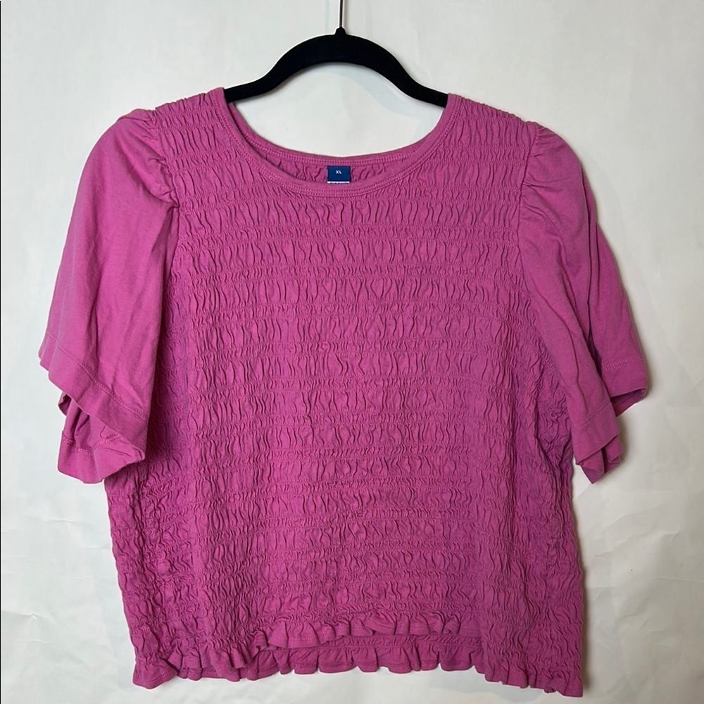 Old Navy Pink Smocked Ruffled Blouse
